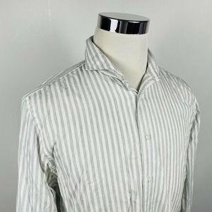 Suitsupply 16.5 35/36 Extra Slim Fit Shirt Gray Striped Soktas Egyptian Cotton